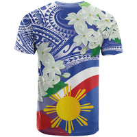 Philippines Flag T Shirt Sampaguita Jasmine with Polynesian Tribal LT9 - Polynesian Pride
