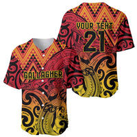 New Zealand Rangatira Custom Baseball Jersey Red and Gold Niho Taniwha Maori Tribal