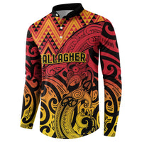 New Zealand Rangatira Custom Button Sweatshirt Red and Gold Niho Taniwha Maori Tribal