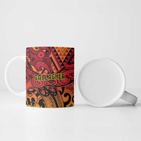 New Zealand Rangatira Custom Ceramic Mug Red and Gold Niho Taniwha Maori Tribal - Polynesian Pride