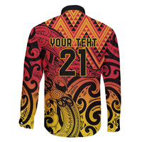 New Zealand Rangatira Custom Family Matching Off The Shoulder Long Sleeve Dress and Hawaiian Shirt Red and Gold Niho Taniwha Maori Tribal