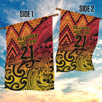 New Zealand Rangatira Custom Garden Flag Red and Gold Niho Taniwha Maori Tribal