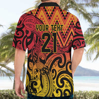 New Zealand Rangatira Custom Hawaiian Shirt Red and Gold Niho Taniwha Maori Tribal