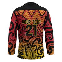 New Zealand Rangatira Custom Hockey Jersey Red and Gold Niho Taniwha Maori Tribal LT9 - Polynesian Pride