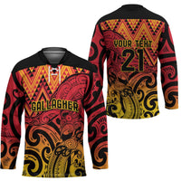 New Zealand Rangatira Custom Hockey Jersey Red and Gold Niho Taniwha Maori Tribal LT9 - Polynesian Pride