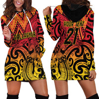 New Zealand Rangatira Custom Hoodie Dress Red and Gold Niho Taniwha Maori Tribal