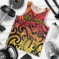 New Zealand Rangatira Custom Men Tank Top Red and Gold Niho Taniwha Maori Tribal