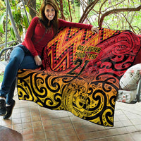 New Zealand Rangatira Custom Quilt Red and Gold Niho Taniwha Maori Tribal