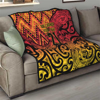 New Zealand Rangatira Custom Quilt Red and Gold Niho Taniwha Maori Tribal