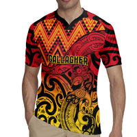 New Zealand Rangatira Custom Rugby Jersey Red and Gold Niho Taniwha Maori Tribal