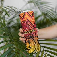 New Zealand Rangatira Custom Skinny Tumbler Red and Gold Niho Taniwha Maori Tribal