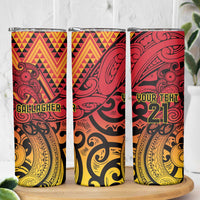 New Zealand Rangatira Custom Skinny Tumbler Red and Gold Niho Taniwha Maori Tribal