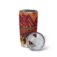 New Zealand Rangatira Custom Tumbler Cup Red and Gold Niho Taniwha Maori Tribal