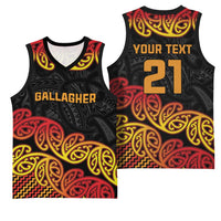 New Zealand Rugby Pacific Custom Basketball Jersey Rangatira Maori Kowhaiwhai Pattern - Polynesian Pride