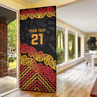 New Zealand Rugby Pacific Custom Door Cover Rangatira Maori Kowhaiwhai Pattern - Polynesian Pride