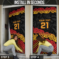 New Zealand Rugby Pacific Custom Door Cover Rangatira Maori Kowhaiwhai Pattern - Polynesian Pride