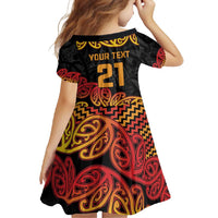 New Zealand Rugby Pacific Custom Family Matching Long Sleeve Bodycon Dress and Hawaiian Shirt Rangatira Maori Kowhaiwhai Pattern