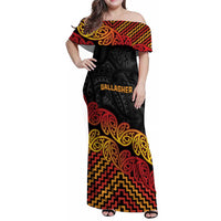 New Zealand Rugby Pacific Custom Family Matching Off Shoulder Maxi Dress and Hawaiian Shirt Rangatira Maori Kowhaiwhai Pattern