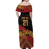 New Zealand Rugby Pacific Custom Family Matching Off Shoulder Maxi Dress and Hawaiian Shirt Rangatira Maori Kowhaiwhai Pattern