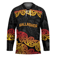 New Zealand Rugby Pacific Custom Hockey Jersey Rangatira Maori Kowhaiwhai Pattern LT9 Unisex Gold - Polynesian Pride