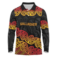 New Zealand Rugby Pacific Custom Long Sleeve Polo Shirt Rangatira Maori Kowhaiwhai Pattern