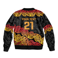 New Zealand Rugby Pacific Custom Sleeve Zip Bomber Jacket Rangatira Maori Kowhaiwhai Pattern