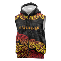 New Zealand Rugby Pacific Custom Sleeveless Zip Hoodie Rangatira Maori Kowhaiwhai Pattern LT9 Gold - Polynesian Pride
