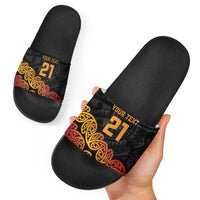 New Zealand Rugby Pacific Custom Slide Sandals Rangatira Maori Kowhaiwhai Pattern - Polynesian Pride
