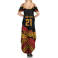 New Zealand Rugby Pacific Custom Summer Maxi Dress Rangatira Maori Kowhaiwhai Pattern
