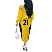 New Zealand Rugby Pacific Custom Off The Shoulder Long Sleeve Dress Hau Awhiowhio Maori Tribal Tattoo
