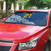 New Zealand Rugby Pacific Custom Auto Sun Shade Kahupeka Maori Kowhaiwhai Pattern - Polynesian Pride