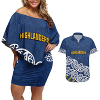 New Zealand Rugby Pacific Custom Couples Matching Off Shoulder Short Dress and Hawaiian Shirt Kahupeka Maori Kowhaiwhai Pattern
