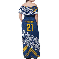 New Zealand Rugby Pacific Custom Off Shoulder Maxi Dress Kahupeka Maori Kowhaiwhai Pattern
