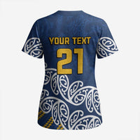 New Zealand Rugby Pacific Custom Scrub Top Kahupeka Maori Kowhaiwhai Pattern - Polynesian Pride