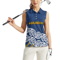 New Zealand Rugby Pacific Custom Women Sleeveless Polo Shirt Kahupeka Maori Kowhaiwhai Pattern
