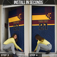 New Zealand Rugby Pacific Custom Door Cover Kahupeka Retro 2025 Taniko Motif - Polynesian Pride