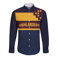 New Zealand Rugby Pacific Custom Long Sleeve Button Shirt Kahupeka Retro 2025 Taniko Motif