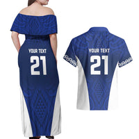 New Zealand Rugby Pacific Custom Couples Matching Off Shoulder Maxi Dress and Hawaiian Shirt Kahurangi Auckland All Blue