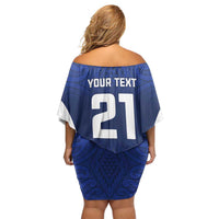 New Zealand Rugby Pacific Custom Off Shoulder Short Dress Kahurangi Auckland All Blue