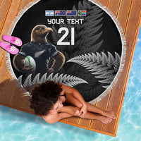 New Zealand Rugby Custom Beach Blanket Glory Be To Black Silver-fern - Polynesian Pride