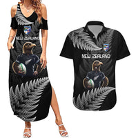 New Zealand Rugby Custom Couples Matching Summer Maxi Dress and Hawaiian Shirt Glory Be To Black Silver-fern - Polynesian Pride