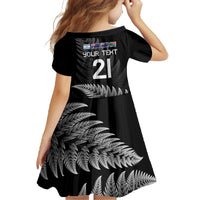 New Zealand Rugby Custom Family Matching Off The Shoulder Long Sleeve Dress and Hawaiian Shirt Glory Be To Black Silver-fern - Polynesian Pride