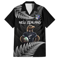New Zealand Rugby Custom Family Matching Off The Shoulder Long Sleeve Dress and Hawaiian Shirt Glory Be To Black Silver-fern - Polynesian Pride