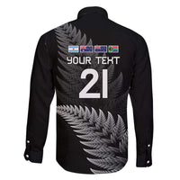 New Zealand Rugby Custom Family Matching Off The Shoulder Long Sleeve Dress and Hawaiian Shirt Glory Be To Black Silver-fern - Polynesian Pride
