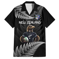New Zealand Rugby Custom Family Matching Off Shoulder Short Dress and Hawaiian Shirt Glory Be To Black Silver-fern - Polynesian Pride