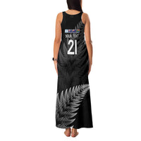 New Zealand Rugby Custom Family Matching Tank Maxi Dress and Hawaiian Shirt Glory Be To Black Silver-fern - Polynesian Pride