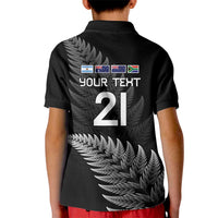 New Zealand Rugby Custom Kid Polo Shirt Glory Be To Black Silver-fern - Polynesian Pride