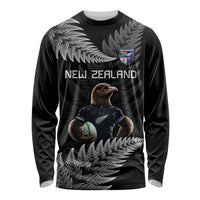 New Zealand Rugby Custom Long Sleeve Shirt Glory Be To Black Silver-fern - Polynesian Pride