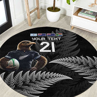 New Zealand Rugby Custom Round Carpet Glory Be To Black Silver-fern - Polynesian Pride