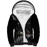 New Zealand Rugby Custom Sherpa Hoodie Glory Be To Black Silver-fern - Polynesian Pride